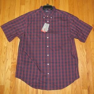 Roundtree SS Dk Red Navy Plaid